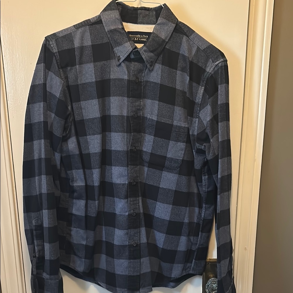 Abercrombie & Fitch Navy and Gray Plaid Shirt